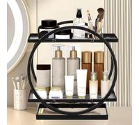 WRINGKIT Organiseur de maquillage à 2 niveaux pour coiffeuse, comptoir de salle de bain, support de rangement en fer haute capacité pour parfums, cosmétiques, coiffeuse de soins de la peau, support de