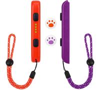 Wrist Grips For Switch Joycon,1 Pair Wrist Controller With 2 Thumb Grip Caps,Switch Controller Handle Accessories Automatic Lock And Adjustable Clamping,Purple And Red