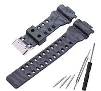 WRISTARMOR Bracelet de montre de rechange en résine pour Casio G-Shock GD120/GA-100/GA-110/GA-700, Camouflage noir gris, 16mm, Militaire