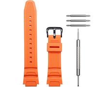 WRISTARMOR Bracelet de montre de rechange en résine pour homme AE-1100w SGW-300H AE-1000w AE-1200 W-218H étanche (boucle orange noire)