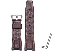 WRISTARMOR Bracelet de montre en cuir compatible avec Casio G-shock GST-B210/GST-B100/S130/W300GL/400G/W330/GST-W120 - Bracelet de montre en caoutchouc pour homme (lignes marron foncé et blanches)