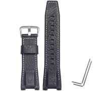 WRISTARMOR Bracelet de montre en cuir compatible avec Casio GST-B210/GST-B100/S130/W300GL/400G/W330/GST-W120 - Bracelet de montre en caoutchouc pour homme (lignes noires et blanches)