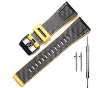 WRISTARMOR Bracelet de rechange en résine pour montre Caiso GA-2000 PRW-6600 PRG-600/650 à libération rapide pour homme 24 mm (noir jaune)