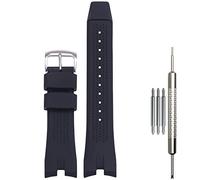 WRISTARMOR Bracelet en caoutchouc compatible avec Citizen AW1475 1476 1477 CA4154 4155 Men Eco-Drive Bracelet de rechange en silicone (boucle noire argentée)