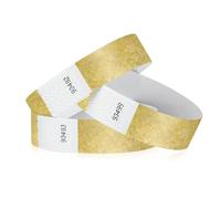 WristCo Lot de 2 000 bracelets en Tyvek doré métallique pour événements - Bracelets confortables en papier résistant aux déchirures pour concerts, festivals, admission, fête, identification