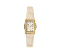 Wristology Montre vintage rectangulaire pour femme, style art déco, réglable, facile à lire, analogique, Cuir crocodile beige, Art déco