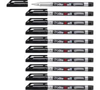 Write-4-All - Marqueur -Lot X 10 Marqueurs Toutes Surfaces Lisses - Encre Permanente - Pointe Fine 0,7mm- Noir
