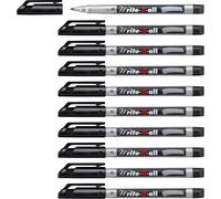 Write-4-All - Marqueur -Lot X 10 Marqueurs Toutes Surfaces Lisses - Encre Permanente - Pointe Médium 1 Mm- Noir