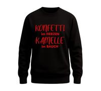 WriteFusion Confettis dans le cœur, chamelle dans le ventre - Pull humour et joie de vivre pour le carnaval, Noir , 3XL