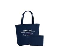 WriteFusion Glück ist eine Freundin wie dich zu haben - Freundschaft Spruch mit Herz Design - Geschenkidee für beste Freundin nachhaltige Geschenk-Tasche Filzbeutel Einkaufstasche Strandtasche, Bleu