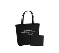 WriteFusion Glück ist eine Freundin wie dich zu haben - Freundschaft Spruch mit Herz Design - Geschenkidee für beste Freundin nachhaltige Geschenk-Tasche Filzbeutel Einkaufstasche Strandtasche, Noir
