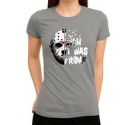 WriteFusion « I Wish It was Friday » - Design d'horreur culte avec masque de hockey sur glace au look slasher, motif parfait pour Halloween et les fans du vendredi 13ème, femme grise, XL