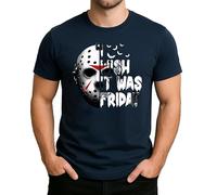 WriteFusion « I Wish It was Friday » - Design d'horreur culte avec masque de hockey sur glace au look slasher, motif parfait pour Halloween et les fans du vendredi 13ème, homme bleu marine, XL