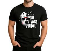 WriteFusion « I Wish It was Friday » - Design d'horreur culte avec masque de hockey sur glace au look slasher, motif parfait pour Halloween et les fans du vendredi 13ème, Hommes Noir, 3XL