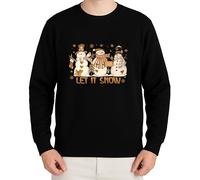 WriteFusion Let It Snow Pull de Noël avec 3 bonshommes de neige en forme de cœur et d'étoiles, Noir , S