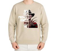 WriteFusion One Two Freddy's Coming for You - Design emblématique horreur avec gant à griffes et visage brûlé, motif d'Halloween parfait pour les fans de slashers, Pierre naturelle, XL