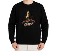 WriteFusion Startup It's Time to Action Design - Motif fusée avec look rétro espace - Motivation et succès d'affaires, Noir , XXL