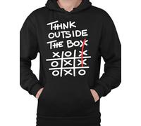 WriteFusion Think Outside The Box - Sweat à capuche créatif pour de nouvelles idées, innovation et pensée libre, Noir , S