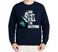 WriteFusion You Can't Kill The Boogeyman - Design horreur d'Halloween avec masque et couteau - Motif slasher effrayant pour les fans de films cultes et d'Halloween, Bleu marine, 3XL