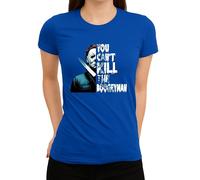 WriteFusion You Can't Kill The Boogeyman - Design horreur d'Halloween avec masque et couteau - Motif slasher effrayant pour les fans de films cultes et d'Halloween, Pour femme, bleu, XXL