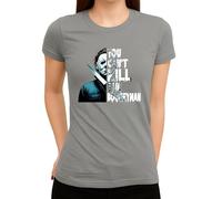 WriteFusion You Can't Kill The Boogeyman - Design horreur d'Halloween avec masque et couteau - Motif slasher effrayant pour les fans de films cultes et d'Halloween, femme grise, 3XL