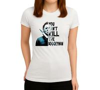 WriteFusion You Can't Kill The Boogeyman - Design horreur d'Halloween avec masque et couteau - Motif slasher effrayant pour les fans de films cultes et d'Halloween, blanc pour femme, M