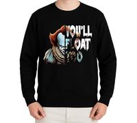 WriteFusion You'll Float Too - Design horreur effrayant avec clown au look sombre, inspiré des films cultes, motif parfait pour Halloween et les fans d'horreur, Noir , XL