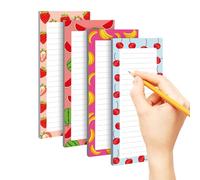 Writing Pad - 4 Pieces Easy Tear-Off Cute Fruit Memo Pads, Small Lined Note Pads | Home, Office, School, College, Classroom, Travel, Outdoor, Work, Study, Shopping List, Women & Girls, Daily Notes
