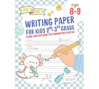 Writing Paper for Kids 2nd - 3rd Grade - Blank Lined Notebook for Handwriting Practice: 1/2-Inch Primary Ruled Pages with Midline for Ages 8-9, 150 Pages