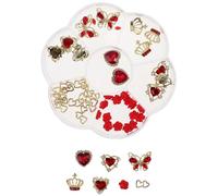 WRITWAA 1 boîte de breloques à ongles en strass : bijoux brillants en forme de cœur, de couronne et de pour femmes - accessoires de nail art 3D pour manucure et décoration artisanale