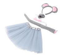 WRITWAA 1 Ensemble Accessoires de Costume de Souris pour Jupe Tutu Tulle Grise Bandeau Oreilles de Souris Nœud Nez et Queue Parfait pour Halloween Fêtes à Thème