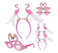 WRITWAA 1 Ensemble accessoires de fête bandeau tropical bandeaux drôles Lunettes flamant rose Bandeau flamant rose lunettes de fête enfants Lunettes accessoires bandeaux femmes Plastique