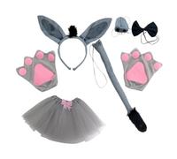 WRITWAA 1 Ensemble Costume Âne Complet avec Oreilles Queue et Nez Accessoires de Cosplay Animaux pour Fête et Anniversaire
