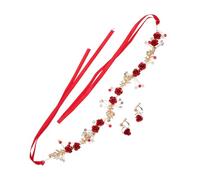 WRITWAA 1 Ensemble Ensemble De Coiffure Des Boucles D'oreilles De Mariée Bandeaux De Mariage Boucles D'oreilles Mariage De Coiffe Bandeau De Mariage Tordu Alliage Rouge