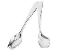 WRITWAA 1 Ensemble Volent de l'alimentation et de soins vaisselle cuillère coudée manger fourchettes d'ustensiles handicapées ustensiles d'alimentation adaptatifs Silver