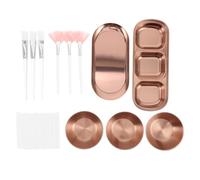 WRITWAA 1 Kit de mélange pour masques faciaux - Bol mélangeur pour soins de la peau avec éponges faciales compressées, plateau de service à 3 compartiments, pinceaux plats pour le visage (or