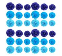 WRITWAA 1 lot de pompons en papier décoratifs : fleurs en papier de soie bleu assorties de 20/25/30 cm pour mariages, anniversaires, fêtes prénatales, enterrements de vie de jeune fille,