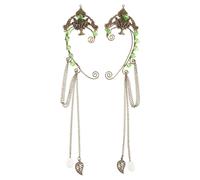 WRITWAA 1 paire de manchettes d'oreilles elfiques pour femmes : boucles d'oreilles pendantes à clip sans perçage, style médiéval féerique, pour Halloween, cosplay et Renaissance.