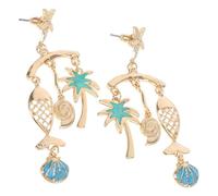 WRITWAA 1 Paire Oreilles Forme de Palmier et Poisson Accessoires de Hawaïennes pour Femmes