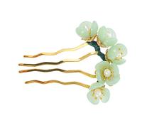 WRITWAA 1 Pièce Épingle à Cheveux Vintage Jade Floral Accessoire Chinois Fait Main et Filles Style Ancien Décoration Chic pour Mariage et Festivals