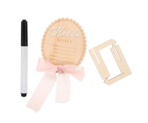 WRITWAA 1 Plaque en bois pour annoncer la naissance d'un nouveau-né : Plaque avec nom de bébé, espace vierge pour le nom, la date, le poids et la taille, pour une séance photo ou un souvenir