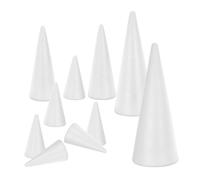 WRITWAA 10 Pièces Cône en Mousse Blanc Lisse 30x11,6cm pour Décorations DIY et Arrangements Floraux, pour Projets Artisanaux et Leçon D'art en Classe