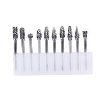 WRITWAA 10 pièces Fraises Rotatives Carbure de Tungstène Ensemble de Coupeurs Acier Tungstène Burrs à Double Rainure pour Meulage et Polissage Métal et Non-métal