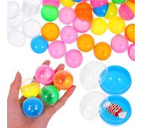 WRITWAA 100 Capsules pour Distributeur Automatique de 1,49 Pouce (3,25 Cm) - Petites Boules Vides en Plastique Transparent Coloré, Idéales pour Les Prix, Pâques, Les Cadeaux de Fête Et Autres