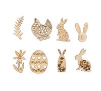 WRITWAA 100 Pièces Décorations en Bois de Pâques Non Peintes, Ornements DIY Résistants et Faciles à Peindre, pour Artisanat, Écoles et Activités Créatives
