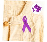 WRITWAA 100pièces Ruban de Sensibilisation Satin avec Épingles de Sûreté Broche Caritative pour Violences Conjugales et Cancer du Pancréas Épinglette Commémorative Funéraire