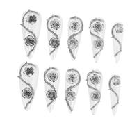 WRITWAA 10pièces Ongles à Pression Roses Motif Fleur Gel Transparent Pour Manucure Diy Couverture Complète à Coller Et Filles