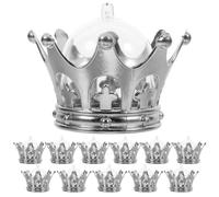 WRITWAA 12 Pièces Boîte de Bonbons Princesse Forme Couronne Argentée en Plastique Grosse Capacité, Décoration Multifonctionnelle et Rechargeable pour Shower et Mariage