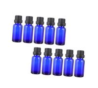 WRITWAA 12 pièces Flacons Vides Verre Bleu avec Réducteur pour Huiles Essentielles DIY Voyage et Stockage Liquides Cosmétiques