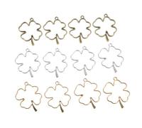 WRITWAA 12 Pièces Pendentif Trèfle à Quatre Feuilles Pour Femme Breloque Chance Avec Trou De Suspension Bijou Pour Création De Bijoux